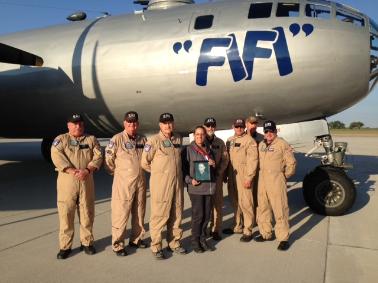 Picture of Kit and the crew of the B-29 Superfortress "FIFI" at the Great Bend Airport Air Fest on September 2015.